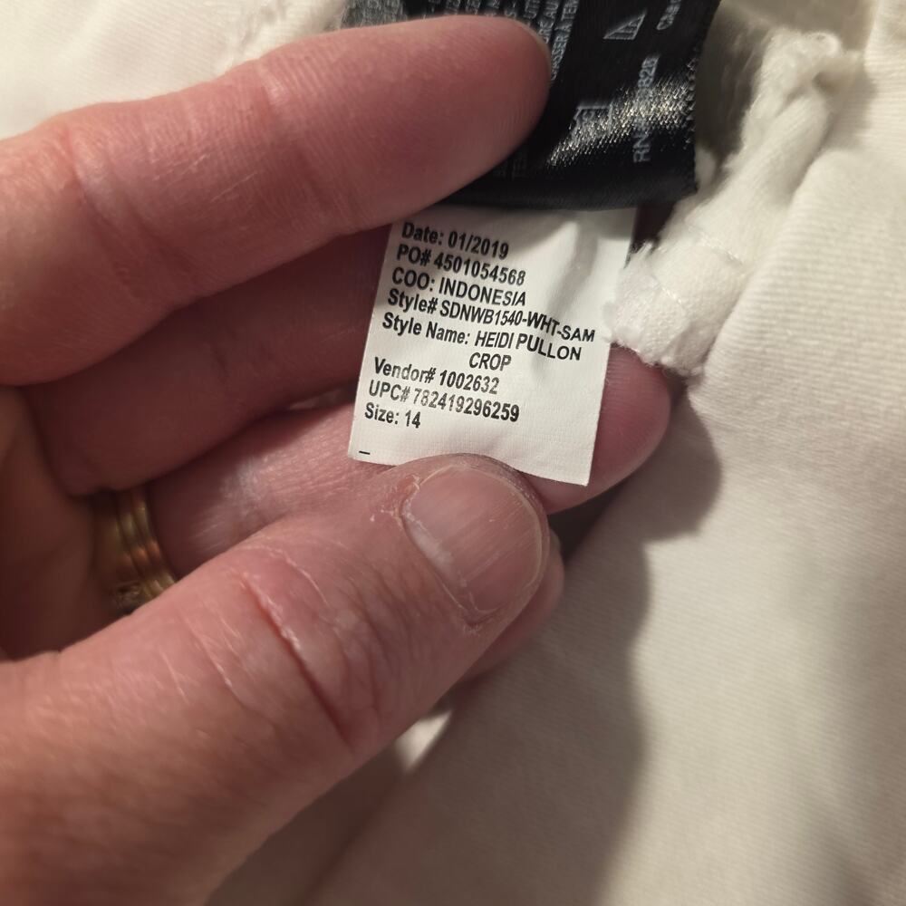 Nine West "Heidi" White Pull On Skinny Crop Jeans size 14 - Picture 5 of 8